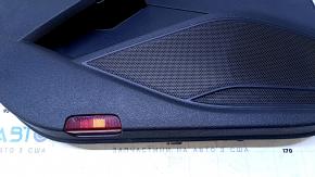Door trim card rear left VW Passat b7 12-15 USA black with black insert plastic, armrest leather, molding gray gloss, dents, scratches, abrasions, bumps