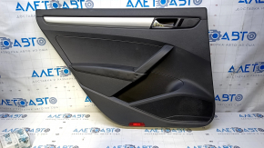 Door trim card rear left VW Passat b7 12-15 USA black with black insert plastic, armrest leather, molding gray gloss, dents, broken fasteners