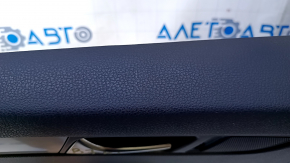 Door trim card rear left VW Passat b7 12-15 USA black with black insert plastic, armrest leather, molding gray gloss, dents, broken fasteners
