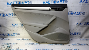 Door trim card rear left VW Passat b7 12-15 USA gray with gray insert plastic, armrest gray leather, molding gray gloss, without backlight, dents, abrasions, scratches, broken fastener