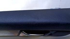 Door trim card rear left VW Passat b7 12-15 USA gray with gray insert plastic, armrest gray leather, molding gray gloss, without backlight, dents, abrasions, scratches, broken fastener