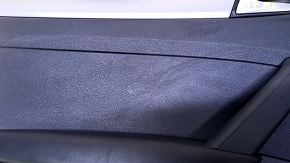 Door trim card rear left VW Passat b7 12-15 USA black with black insert plastic, armrest black leather, molding gray gloss, dents, broken fastener, scratches, abrasions