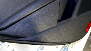 Door trim card rear left VW Passat b7 12-15 USA black with black insert plastic, armrest black leather, molding gray gloss, dents, broken fastener, scratches, abrasions