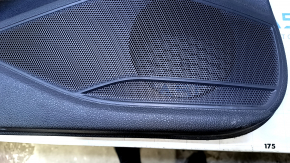 Door trim card rear left VW Passat b7 12-15 USA black with black insert plastic, armrest black leather, molding gray gloss, dents, broken fastener, scratches, abrasions