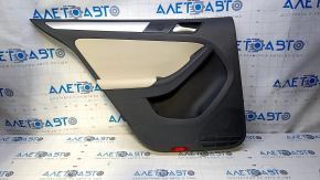 Door trim card rear left VW Jetta 11-18 USA black with beige insert plastic, armrest beige leather, molding gray structure, scratches, abrasions