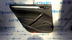 Door trim card rear left VW Passat b7 12-15 USA black with black insert leather, armrest black leather, molding gray gloss, dents, scratches, abrasions, pokes