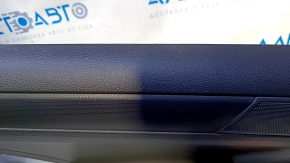Door trim card rear left VW Jetta 11-18 USA black with black insert plastic, armrest black leather, molding black structure, abrasions, scratches, nicks