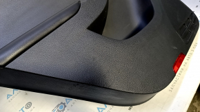Door trim card rear left VW Jetta 11-18 USA black with black insert plastic, armrest black leather, molding black structure, abrasions, scratches, nicks