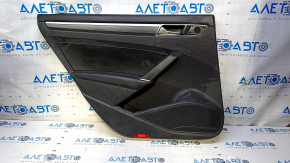 Door trim card rear left VW Passat b8 16-19 USA black with black insert leather, armrest leather, molding gray structure, scuffs, abrasions, scratches