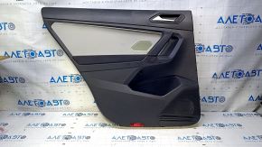 Door trim card rear left VW Tiguan 18- black with gray insert cloth, armrest black cloth, scratches, abrasions