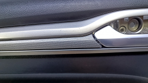 Door trim card rear left Ford Fusion mk5 13-16 titanium black, with black leather insert, armrest black leather, molding gray gloss, dents, bumps, abrasions, scuffs