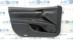 Door trim card front left Toyota Camry v70 18- black with black insert plastic, armrest rubber, scratch, scuffed, dent