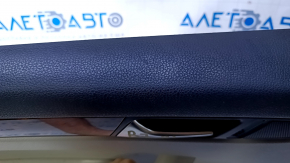 Door trim card rear left VW Passat b7 12-15 USA gray with gray insert leather, armrest gray leather, molding dark wood gloss, scratches, abrasions, scuffs, pokes