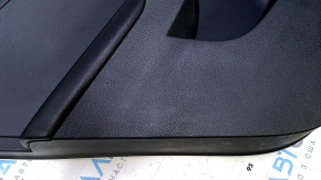 Door trim card rear left VW Jetta 11-18 USA black with black insert plastic, armrest black leather, molding gray gloss type 1 scratches, abrasions, scuffs