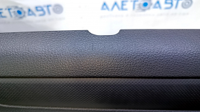 Door trim card rear left VW Jetta 11-18 USA black with black insert plastic, armrest black leather, molding black structure, abrasions, scratches, scuffs