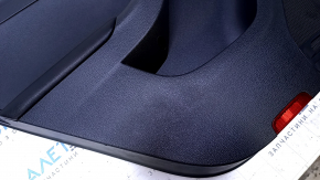Door trim card rear left VW Jetta 11-18 USA black with black insert plastic, armrest black leather, molding black structure, abrasions, scratches, scuffs