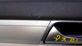 Door trim card rear left VW Passat b8 16-19 USA gray with gray insert plastic, armrest gray leather, molding gray structure, abrasions, scratches, nicks, dents, broken fasteners