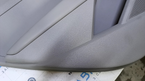 Door trim card rear left VW Passat b8 16-19 USA gray with gray insert plastic, armrest gray leather, molding gray structure, abrasions, scratches, nicks, dents, broken fasteners
