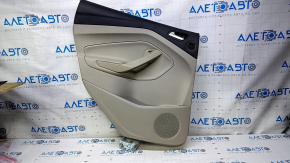 Door trim card rear left Ford Escape MK3 13-16 prerest beige with beige insert plastic, armrest beige leather, under the tweeter, scratches, abrasions