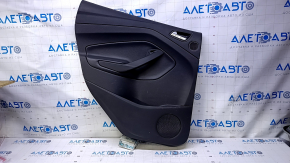 Door trim card rear left Ford Escape MK3 13-16 prerest black with black insert plastic, armrest black leather, under the tweeter, scratches, abrasions
