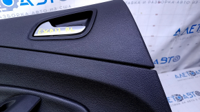 Door trim card rear left Ford Escape MK3 17-19 rest black with black insert plastic, armrest black leather, scratches, abrasions