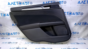 Door trim card rear left Ford Fusion mk5 13-16 black with black insert cloth, armrest black leather, molding gray gloss, dents, scratches, abrasions