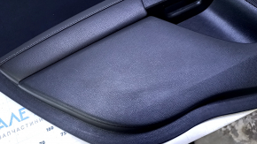Door trim card rear left Ford Fusion mk5 13-16 black with black insert cloth, armrest black leather, molding gray gloss, dents, scratches, abrasions