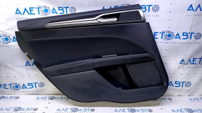 Door trim card rear left Ford Fusion mk5 17-19 black with black insert cloth, armrest black leather, molding gray structure, scuffs, dents