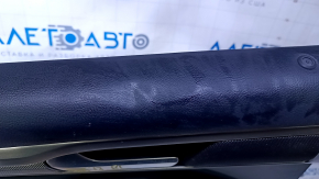 Door trim card rear left Ford Fusion mk5 17-19 black with black insert cloth, armrest black leather, molding gray structure, scuffs, dents