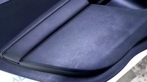 Door trim card rear left Ford Fusion mk5 17-19 black with black insert cloth, armrest black leather, molding gray structure, scuffs, dents