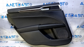 Door trim card rear left Ford Fusion mk5 17-20 black with black insert leather, armrest black leather, molding under the tree, scratches, dents, abrasions