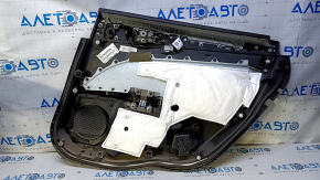 Door trim card rear left Ford Fusion mk5 17-20 black with black insert leather, armrest black leather, molding under the tree, scratches, dents, abrasions