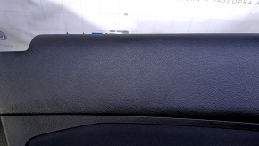 Door trim card rear left Ford Edge 15-18 black with black insert cloth, armrest black leather, scratches, abrasions, dent