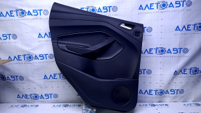 Door trim card rear left Ford Escape MK3 13-16 prerest black with black insert plastic, armrest black leather, under the tweeter, scratches, abrasions