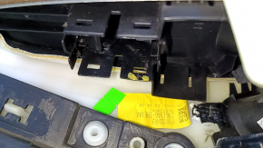 Door trim card rear left Ford Edge 15-18 black with black insert cloth, armrest black leather, scratches, abrasions, dent