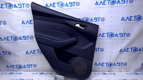 Door trim card rear left Ford Focus mk3 11-18 black with black insert plastic, armrest black plastic, scratches, abrasions