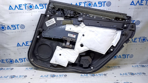 Door trim card rear left Ford Fusion mk5 13-16 black with black insert cloth, armrest black leather, molding gray gloss, dents, scuffs, scratches, abrasions