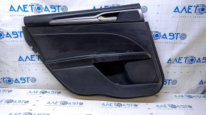 Door trim card rear left Ford Fusion mk5 13-16 titanium black, with black leather insert, armrest black leather, molding gray gloss, dents, scratches, abrasions, scuffs