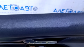 Door trim card rear left Ford Fusion mk5 17-19 black leather with black cloth insert, red stitching, armrest black leather, molding gray structure with black gloss, dents, abrasions, scratches