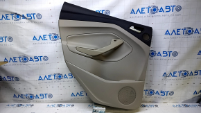 Door trim card rear left Ford Escape MK3 13-16 prerest beige with beige insert plastic, armrest beige leather, under the tweeter, scratches, abrasions