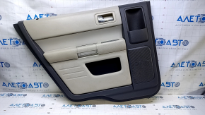 Door trim card rear left Ford Flex 09-12 prerest, black with beige insert rubber, armrest beige rubber, dent, scuffs, scratches