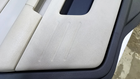 Door trim card rear left Ford Flex 09-12 prerest, black with beige insert rubber, armrest beige rubber, dent, scuffs, scratches