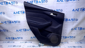 Door trim card rear left Ford Focus mk3 11-18 black with black insert plastic, armrest black plastic, scratches, abrasions