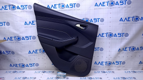 Door trim card rear left Ford Focus mk3 11-18 black with black insert plastic, armrest black plastic, scratches, abrasions