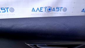Door trim card rear left Ford Edge 19-23 black Titanium, insert and armrest black leather, white stitching, dent, bump, scuff, scratches, abrasions