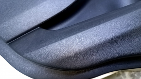 Door trim card rear left Ford Edge 19-23 black Titanium, insert and armrest black leather, white stitching, dent, bump, scuff, scratches, abrasions