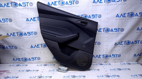 Door trim card rear left Ford Focus mk3 15-18 black with black insert plastic, armrest black plastic, handle black matte, under fur window lifter, scratches, abrasions