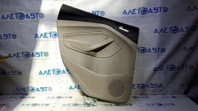 Door trim card rear left Ford C-max MK2 13-18 beige with beige insert plastic, armrest beige leather, scratches, abrasions, whitened plastic