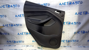 Door trim card rear left Ford Escape MK3 17-19 rest black with black insert plastic, armrest black leather, under tweeter, scratches, abrasions