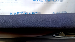 Door trim card rear left Lincoln MKC 15- beige with beige insert leather, armrest dark brown leather, insert wood structure, chrome, dents, scuffs